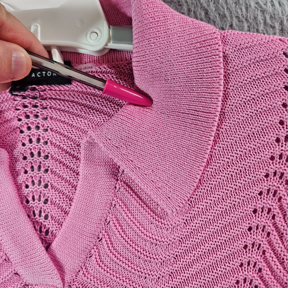 NWOT English Factory Shirt Top Women Small Knit Scallop Hem Pink - Pls Read - Picture 4 of 13